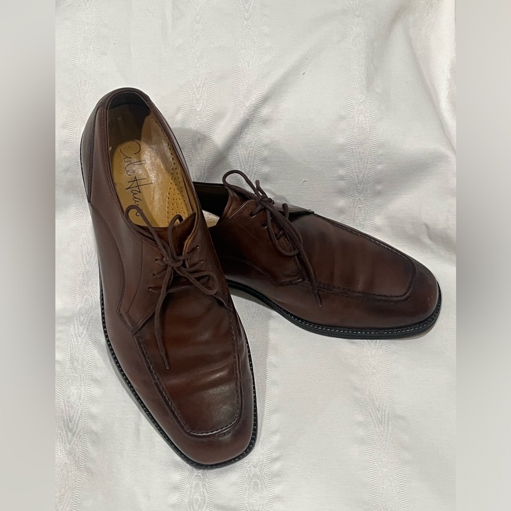 Men's Dark Brown Leather COLE HAAN EATON APRON TOE DERBYLace-Up Shoes, SIZE 9.5M - Picture 5 of 9